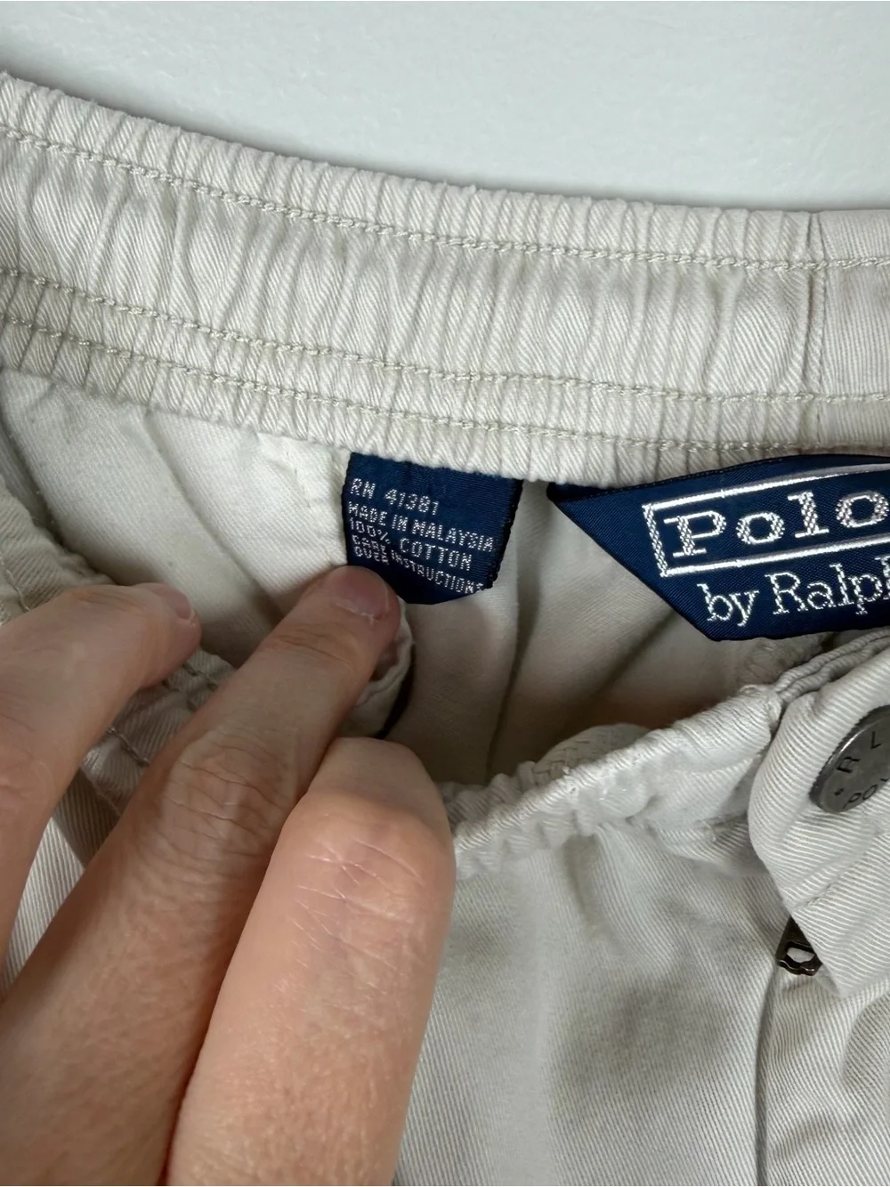 Vintage Polo Ralph Lauren Light Khaki Tan Chinos Cotton Baggy Stretchy Waist XL